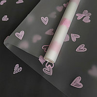Пленка матовая "Сердца" розовые, 45мкм, 60см*10м