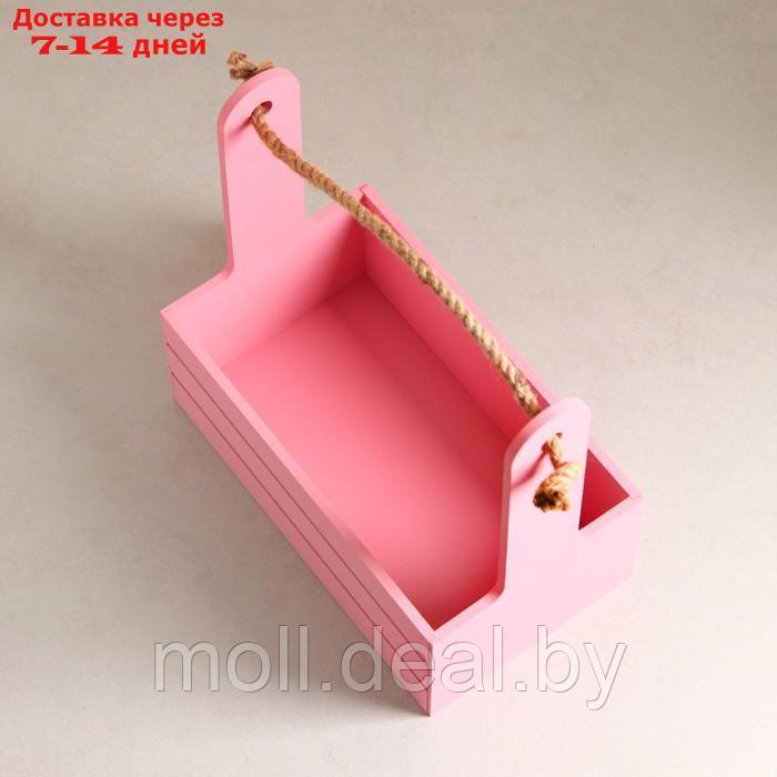 Набор кашпо деревянных 3 в 1 (29×18×33; 25×15×30; 21×12×23) "Аром", Розовый Коралл - фото 4 - id-p222989868