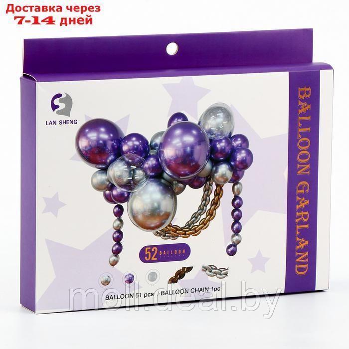 Набор для создания композиций из воздушных шаров, набор 52 шт., фиолетовый, серебро - фото 2 - id-p222991479