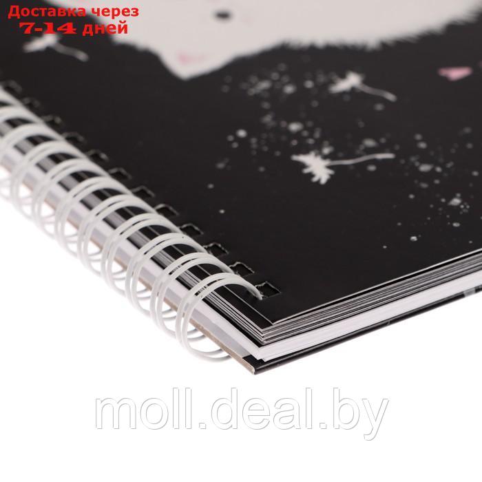 Скетчбук 240 х 240 мм, 40 листов чёрная бумага, 20 листов белая бумага, на гребне "Одуванчиковые коты", - фото 5 - id-p222988102
