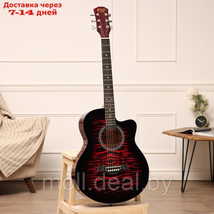 Акустическая гитара Music Life QD-H40Q-hw, красный - фото 1 - id-p222992617