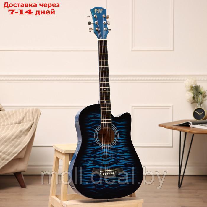 Акустическая гитара Music Life QD-H38Q-hw, синяя - фото 1 - id-p222992621
