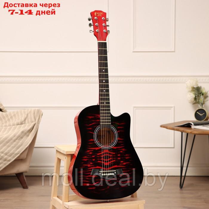 Акустическая гитара Music Life QD-H38Q-hw, красная - фото 1 - id-p222992630