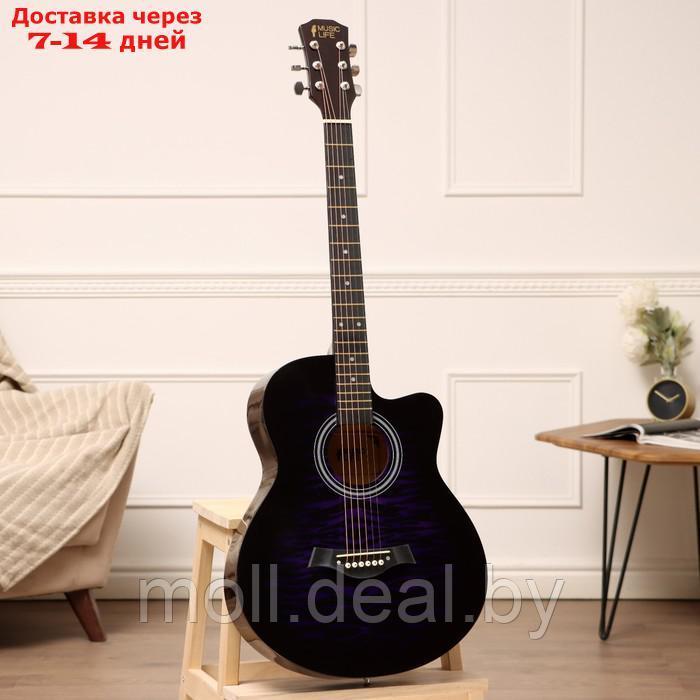 Акустическая гитара Music Life QD-H40Q-hw, фиолет - фото 1 - id-p222992631