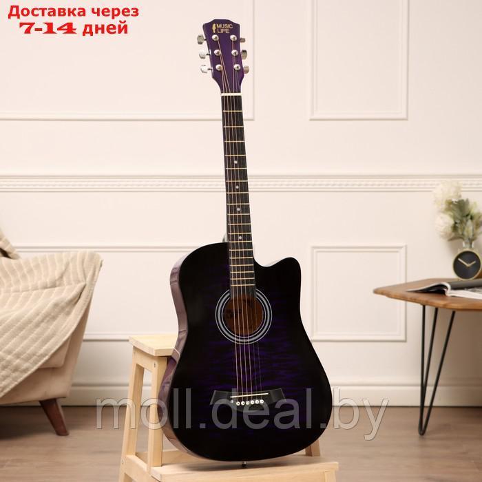 Акустическая гитара Music Life QD-H38Q-hw, фиолетовая - фото 1 - id-p222992634