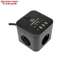 Сетевой фильтр Cablexpert Cube CUBE-3-CU3-B-1.5, 3р, 10А, 1xType-C PD, 3xUSB,1.5м, ур.защ.4+ 1030904