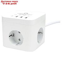 Сетевой фильтр Cablexpert Cube CUBE-3-CU3-W-1.5, 3р, 10А, 1xType-C PD, 3xUSB,1.5м, ур.защ.4+ 1030904