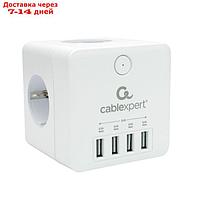 Сетевой фильтр Cablexpert Cube CUBE-4-U4-W, 4 р, 16А, 4хUSB, ур.защиты 2+, белый, коробка