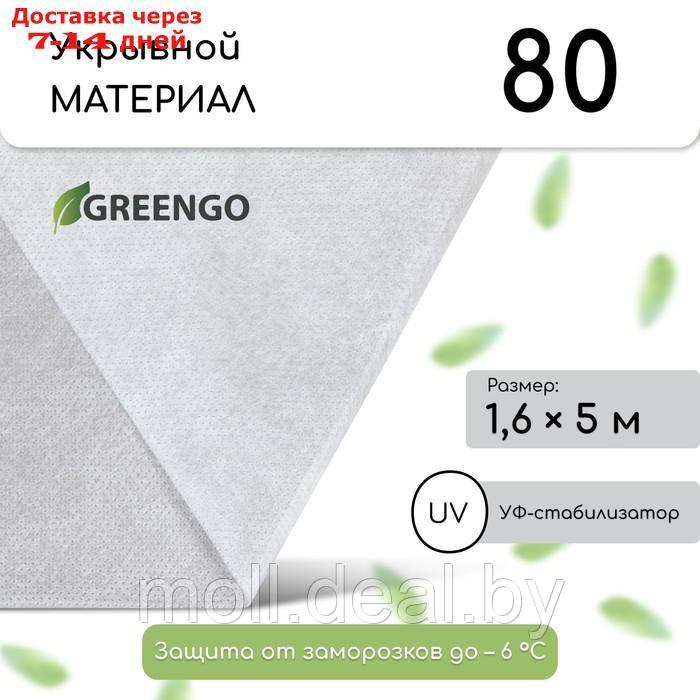 Материал укрывной, плотность 80, УФ, 1,6*5м , белый, Greengo, Эконом 20%