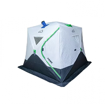 Палатка зимняя Bison Prime Куб (2.40х2.40х2.10м) бело-зелёная