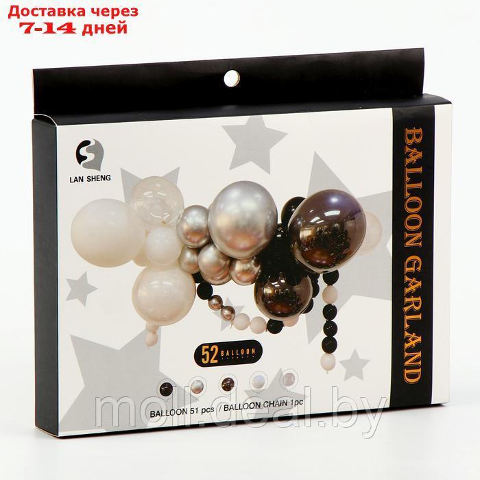 Набор для создания композиций из воздушных шаров, набор 52 шт., белый, серебро, черный - фото 1 - id-p222992026