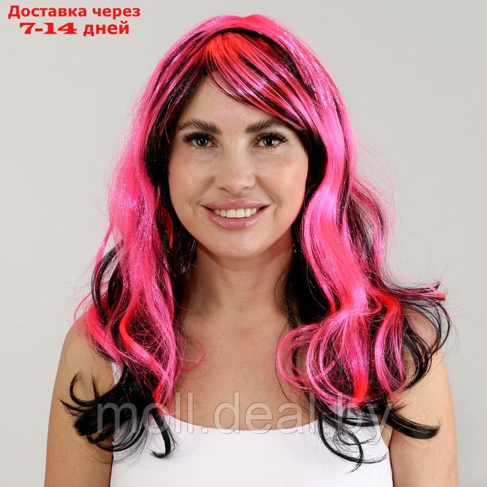 Карнавальный парик "Хвостики", цвет чёрно-розовый - фото 2 - id-p222992028