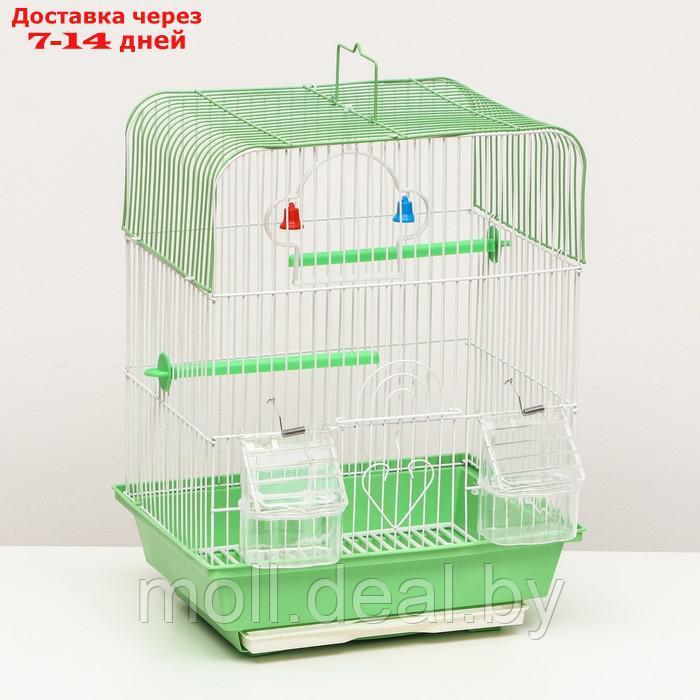 Клетка для птиц квадратная, 35 х 28 х 55 см, зелёная