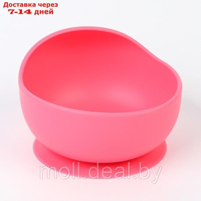 Набор для кормления: нагрудник, тарелка на присоске, ложка, Крошка Я, розовый - фото 3 - id-p222992071