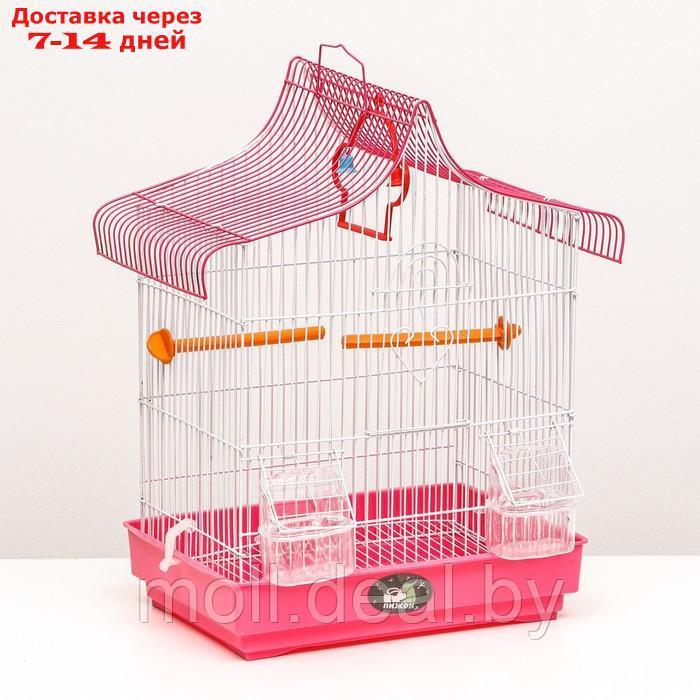 Клетка для птиц фигурная с кормушками, 32 х 22 х 45 см, розовая - фото 1 - id-p222993046