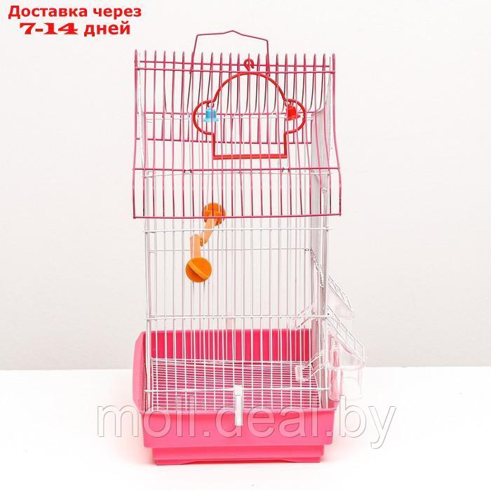 Клетка для птиц фигурная с кормушками, 32 х 22 х 45 см, розовая - фото 2 - id-p222993046