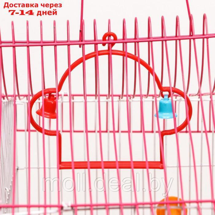 Клетка для птиц фигурная с кормушками, 32 х 22 х 45 см, розовая - фото 5 - id-p222993046