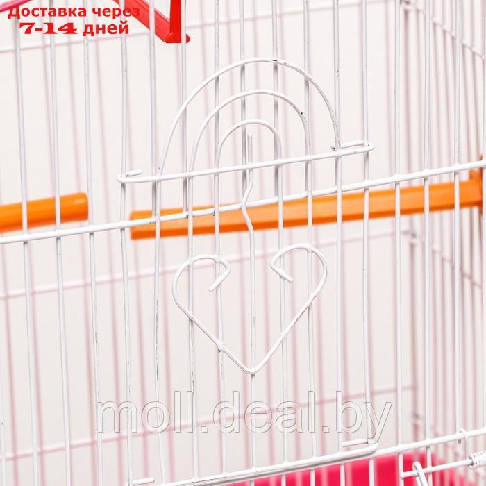 Клетка для птиц фигурная с кормушками, 32 х 22 х 45 см, розовая - фото 6 - id-p222993046