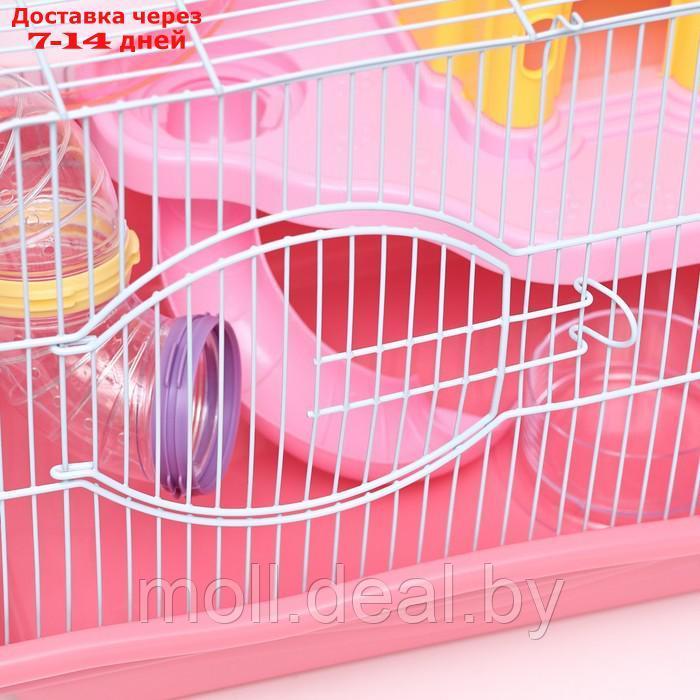 Клетка для грызунов "Пижон", укомплектованная с туннелем, 37 х 27 х 30 см, розовая - фото 4 - id-p222993050