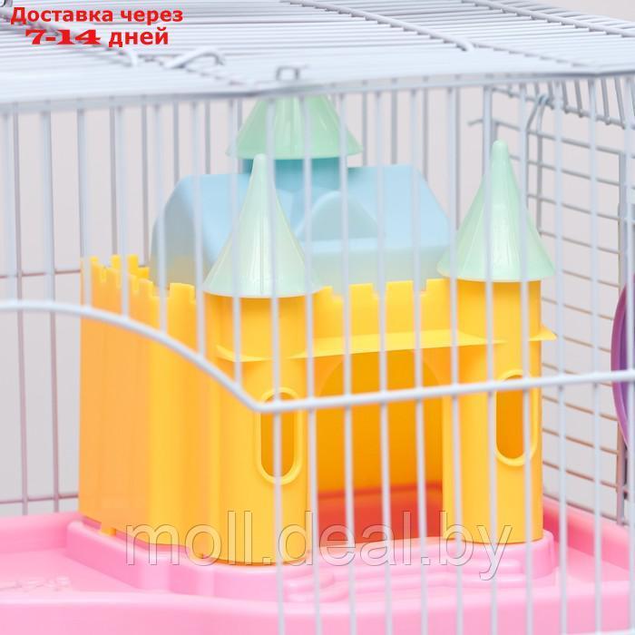 Клетка для грызунов "Пижон", укомплектованная с туннелем, 37 х 27 х 30 см, розовая - фото 10 - id-p222993050