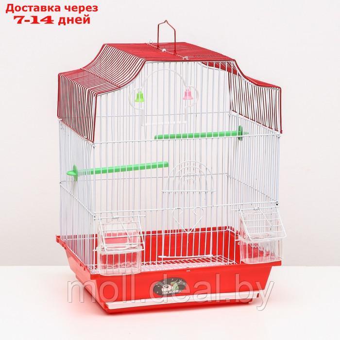Клетка для птиц фигурная с кормушками, 34 х 27 х 44 см, красная - фото 1 - id-p222993052