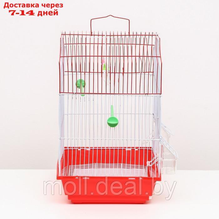 Клетка для птиц фигурная с кормушками, 34 х 27 х 44 см, красная - фото 2 - id-p222993052