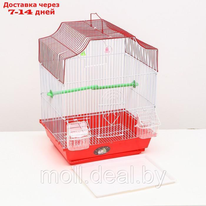 Клетка для птиц фигурная с кормушками, 34 х 27 х 44 см, красная - фото 7 - id-p222993052