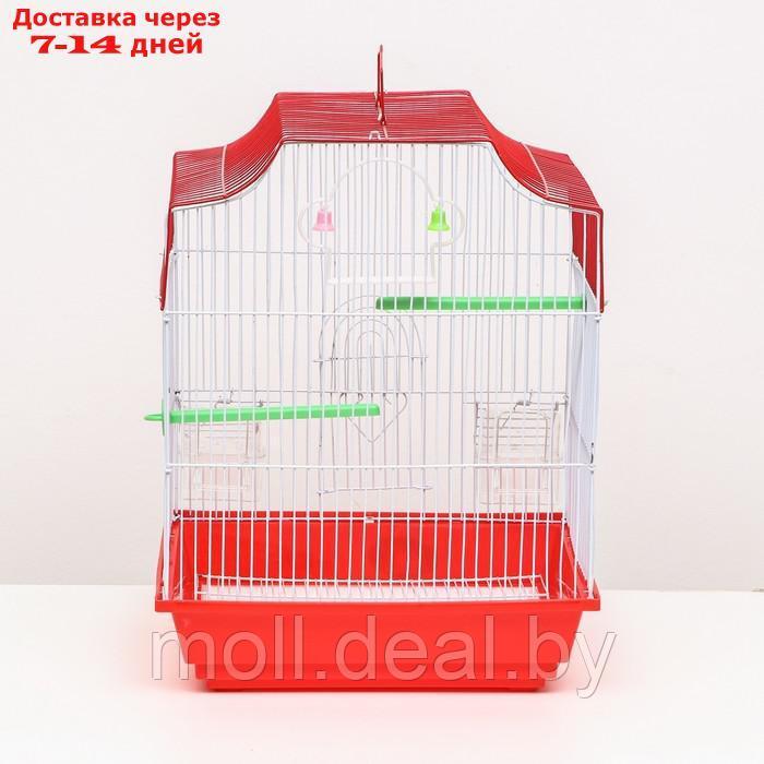 Клетка для птиц фигурная с кормушками, 34 х 27 х 44 см, красная - фото 8 - id-p222993052