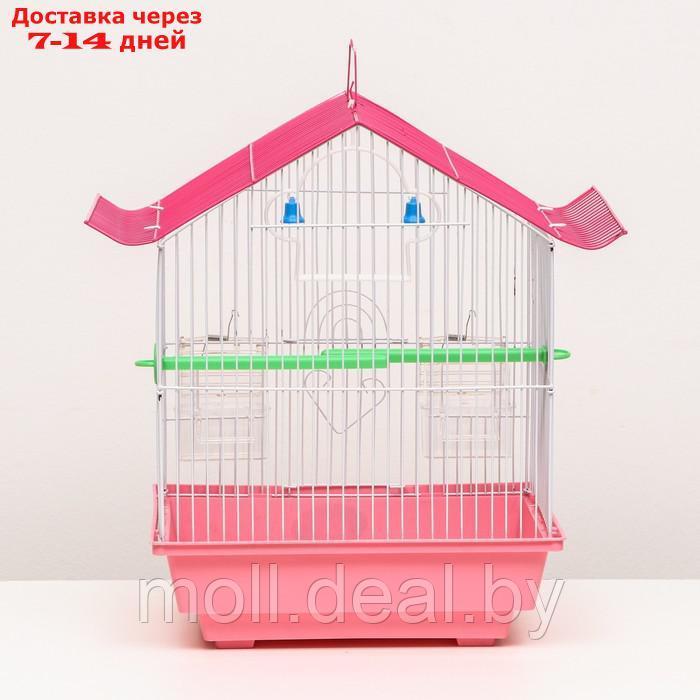 Клетка для птиц домик, 30 х 23 х 39 см, розовая - фото 3 - id-p222993064