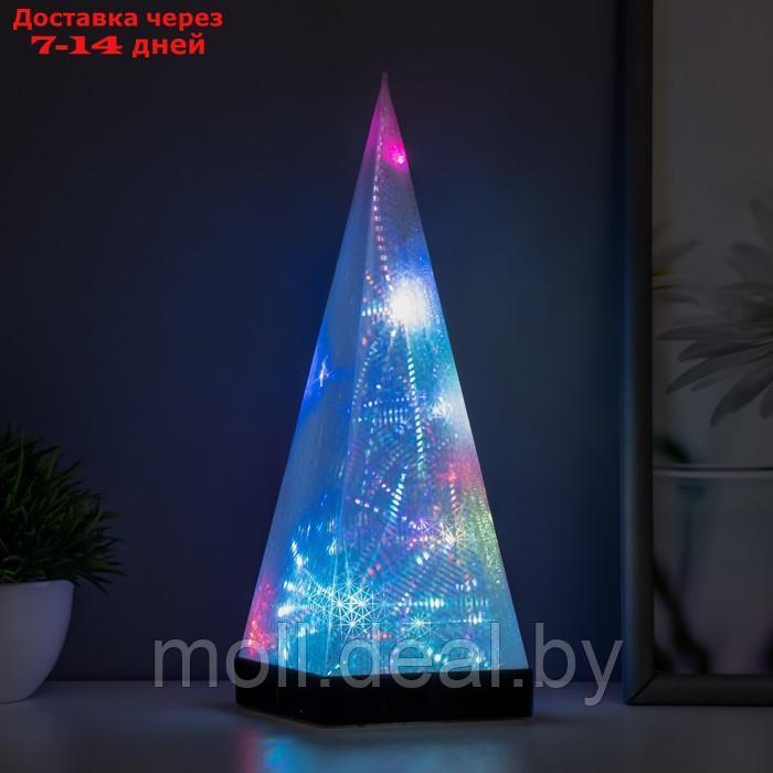 Ночник "Снежная пирамида" LED RGB от батареек 3ААА USB 9х9х28см - фото 3 - id-p222989283