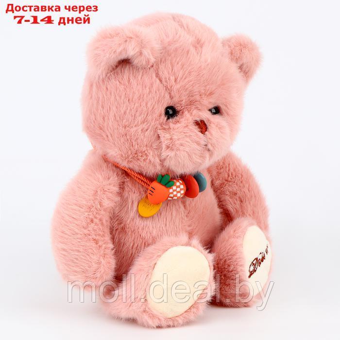 Мягкая игрушка "Медведь" с ожерельем, 20 см, цвет розовый - фото 2 - id-p222992102