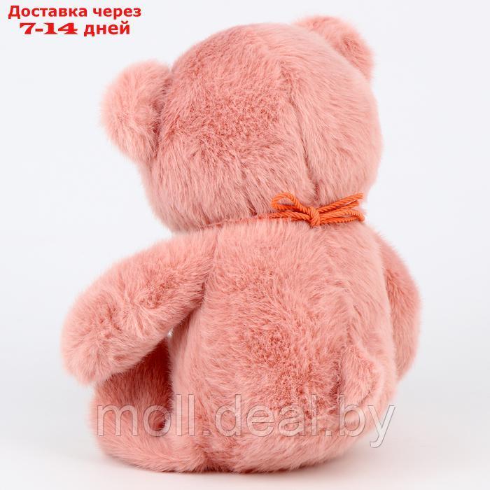 Мягкая игрушка "Медведь" с ожерельем, 20 см, цвет розовый - фото 4 - id-p222992102