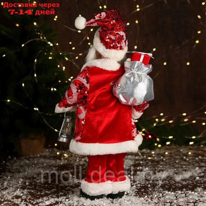 Дед Мороз "В полосатом жилете" музыка шевелит головой, 43 см, красный - фото 3 - id-p222989296