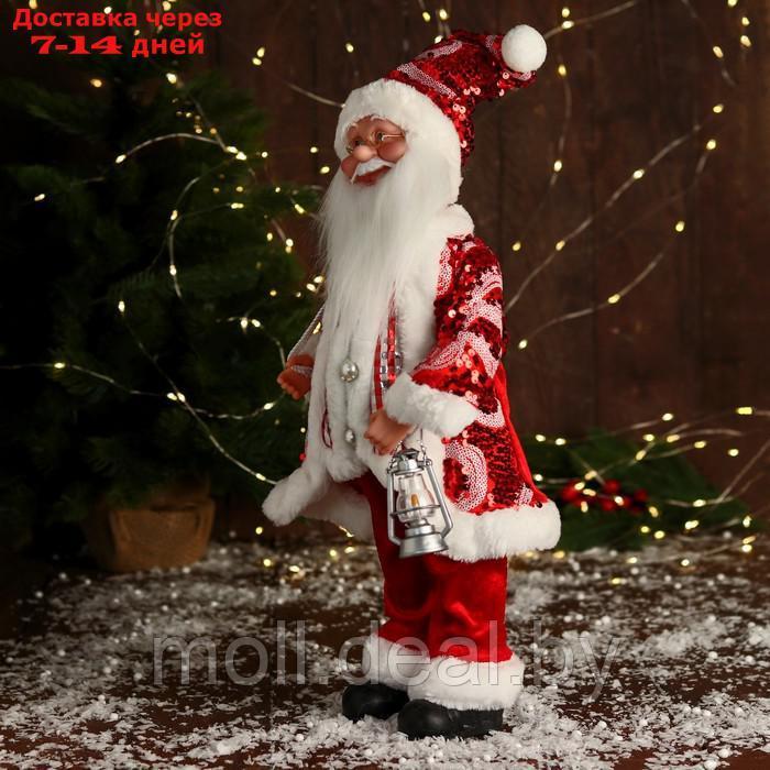 Дед Мороз "В полосатом жилете" музыка шевелит головой, 43 см, красный - фото 4 - id-p222989296