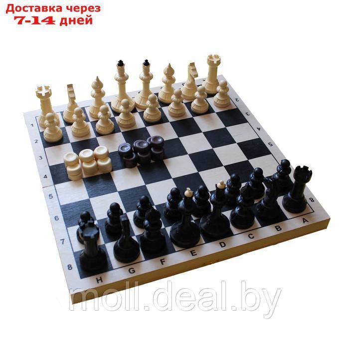 Игра настольная 3в1: шахматы, шашки, нарды 40х40 см, король h=10 см - фото 1 - id-p222992159