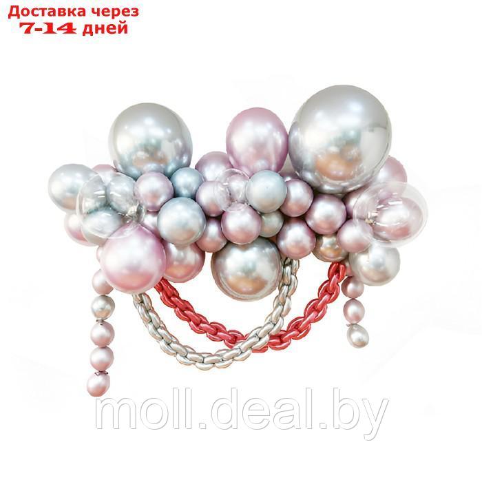 Набор для создания композиций из воздушных шаров, набор 52 шт., серебро, сирененвый - фото 1 - id-p222991306