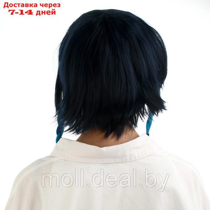 Карнавальный парик, цвет голубой с косами - фото 4 - id-p222992414