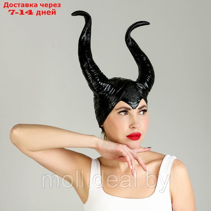 Карнавальный головной убор с изогнутыми рогами, цвет черный - фото 1 - id-p222992490