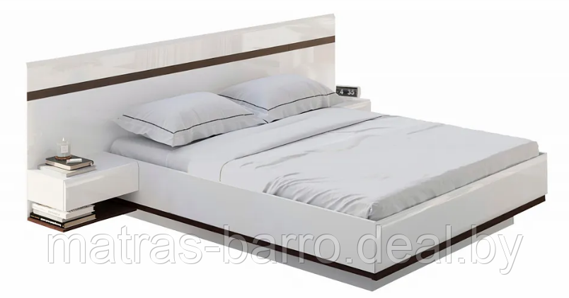 Кровать двуспальная Соло 160х200 см с основанием белый/белый глянец/венге (фабрика SV-Мебель, РФ) - фото 4 - id-p208049896