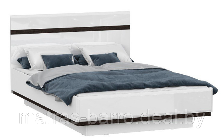 Кровать двуспальная Соло 160х200 см с основанием белый/белый глянец/венге (фабрика SV-Мебель, РФ)