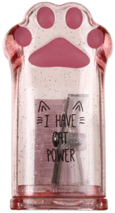 Точилка пластиковая Meshu Say Meow 1 отверстие, с контейнером, прозрачно-розовая - фото 2 - id-p223002516