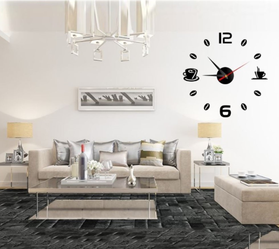 Часы-наклейка DIY «Время кофе» диаметр 50 см - фото 1 - id-p222054690