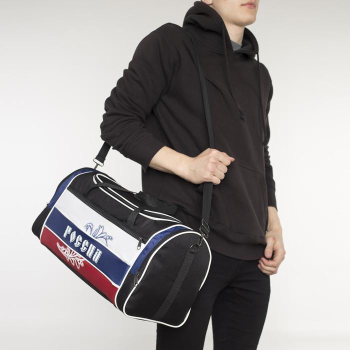Сумка спортивная на молнии, наружный карман, длинный ремень, цвет чёрный - фото 6 - id-p223010807