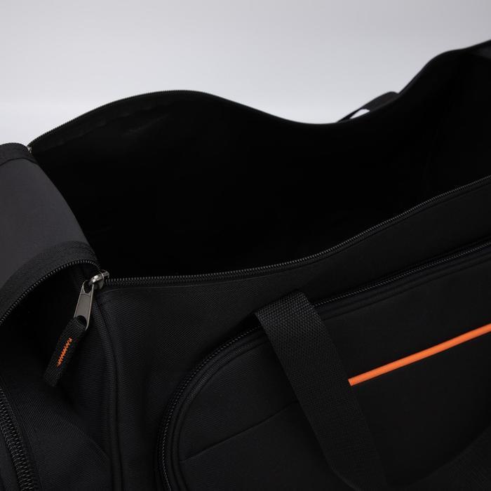 Сумка спортивная на молнии, 3 наружных кармана, цвет чёрный/оранжевый - фото 3 - id-p223010823