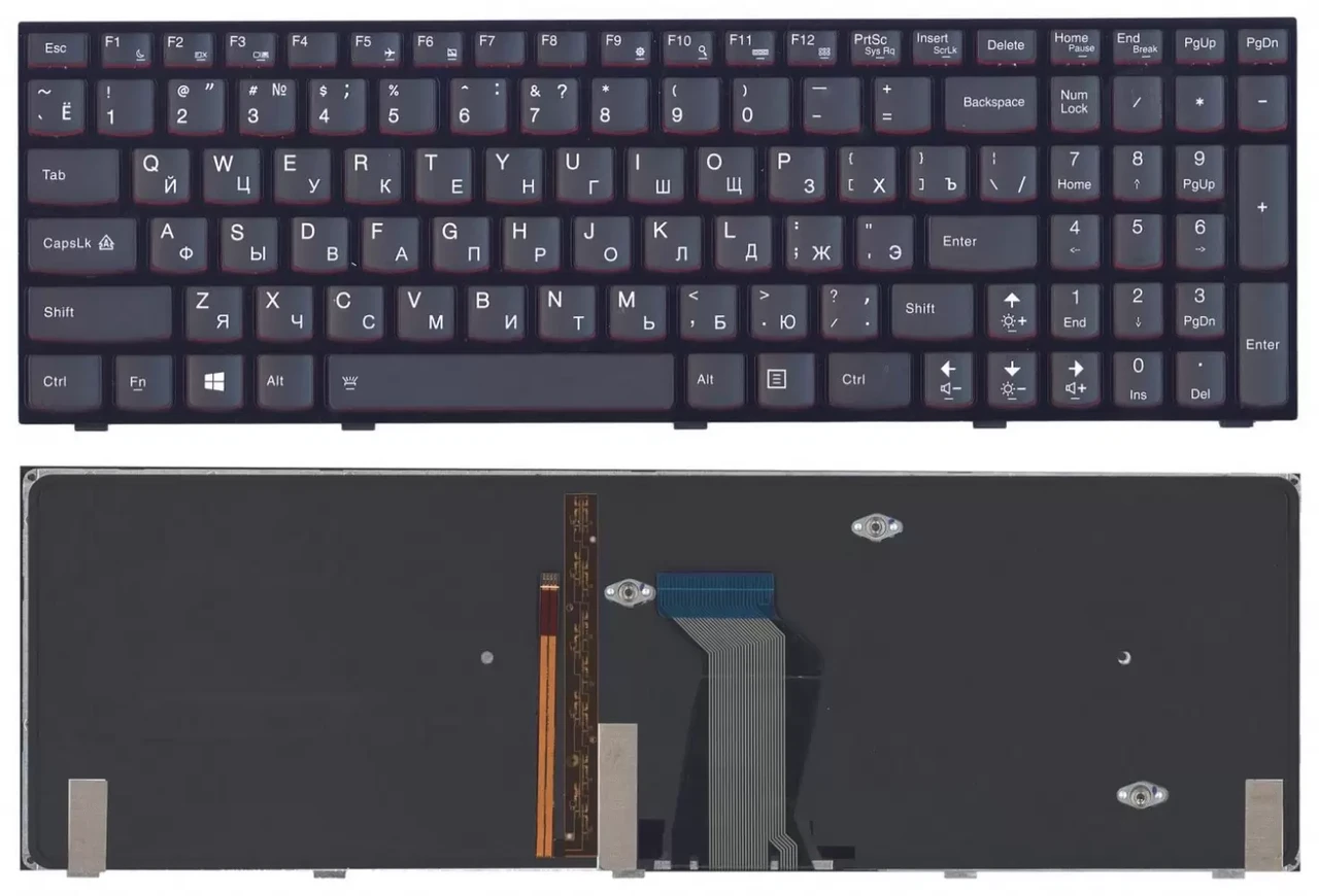 Клавиатура для ноутбука Lenovo Y500, Y500N, Y500NT, Y510P, Y500NT-ISE, черная с подсветкой