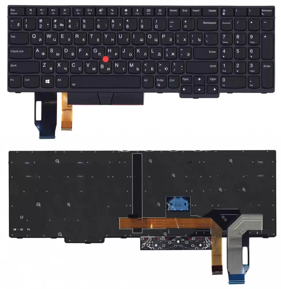 Клавиатура для ноутбука Lenovo ThinkPad E580, черная с подсветкой - фото 1 - id-p223010947
