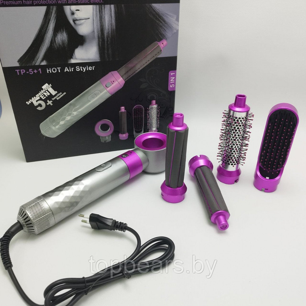 Стайлер для волос с пятью насадками Гранд 5в1 Hot Air Styler / Профессиональный фен - плойка / Набор 5в1 - фото 4 - id-p223012795