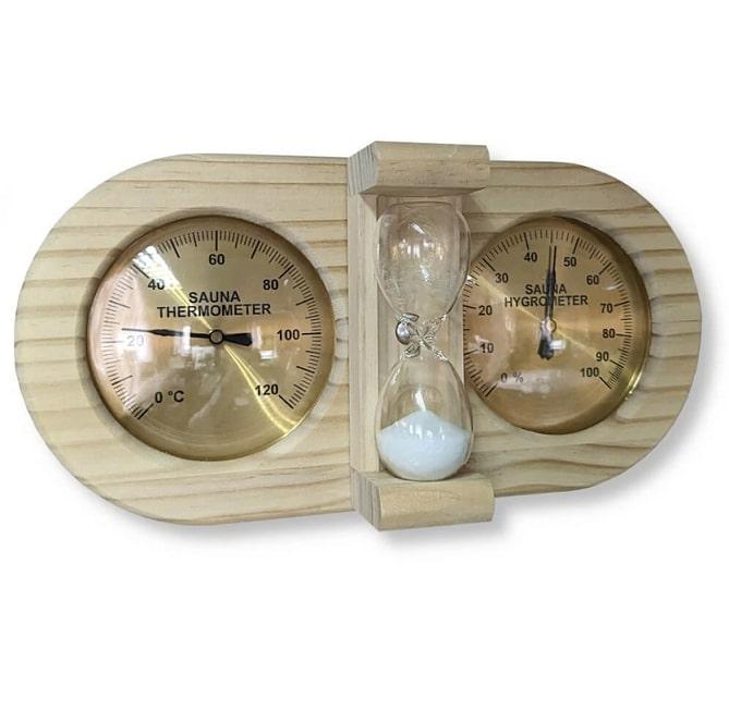 Термогигрометр с песочными часами сосна - фото 1 - id-p223013863