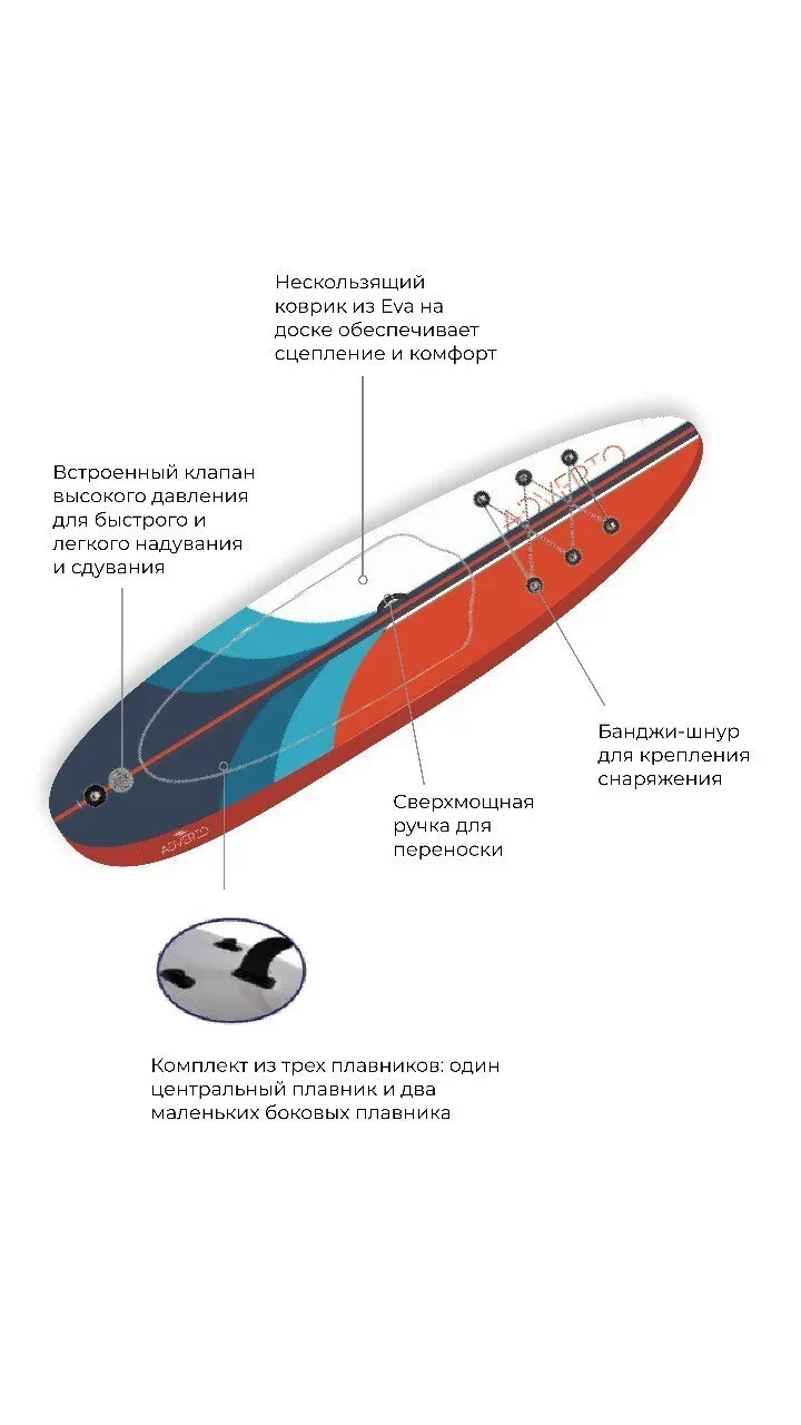 Доска SUP Board надувная (Сап Борд) Аdverto 350 - фото 5 - id-p223012167