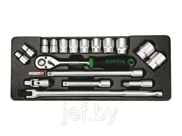 Набор-сет головок 1/2" 18 предметов 6-ти гранные TOPTUL GCAT1801, фото 2